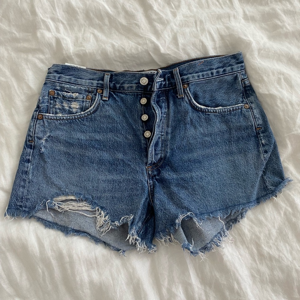 AGOLDE PARKER DENIM CUT OFF SHORTS